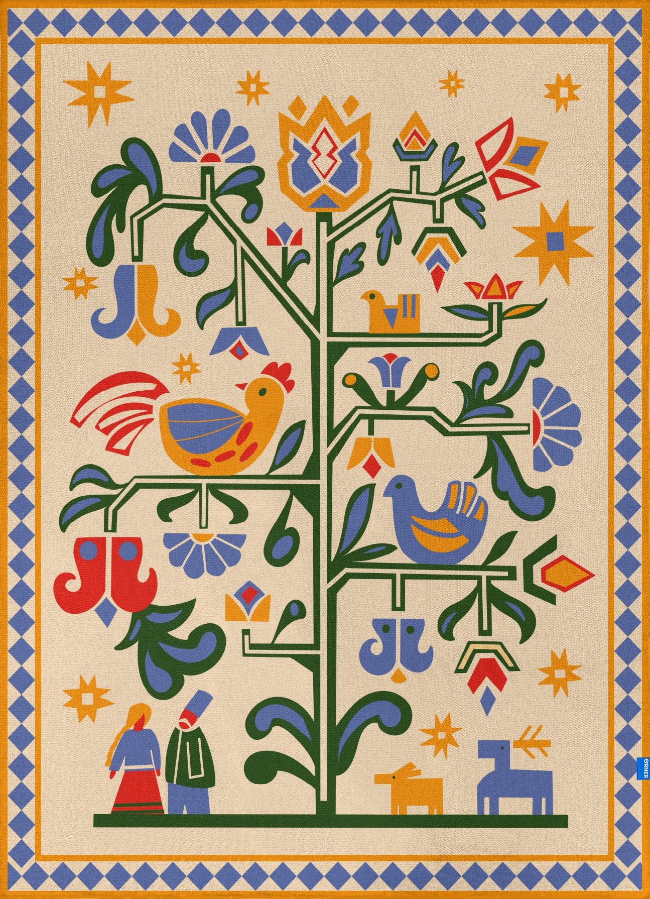 Плед «Дерево життя» бежевий