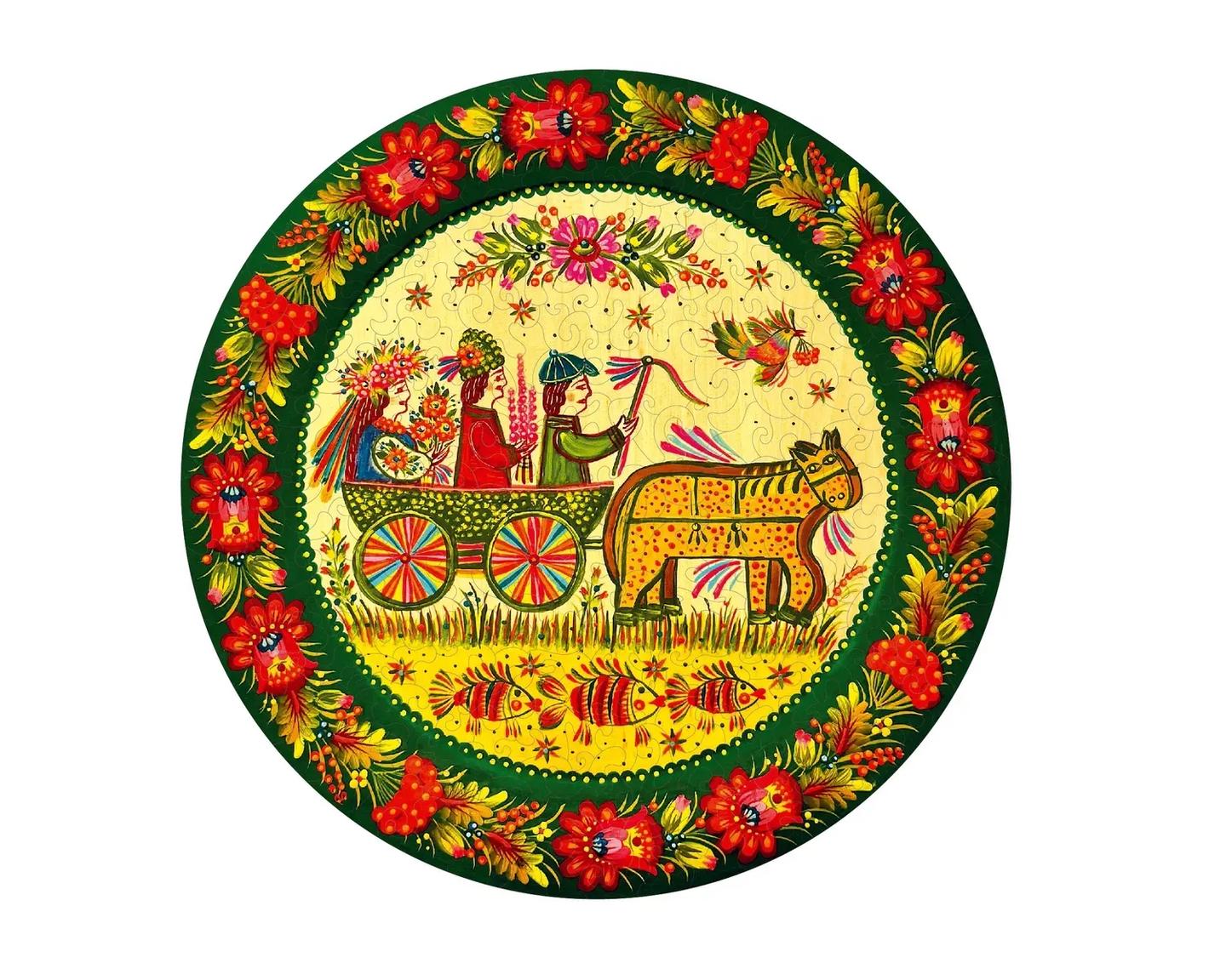 Пазл дерев'яний «Петриківське весілля»