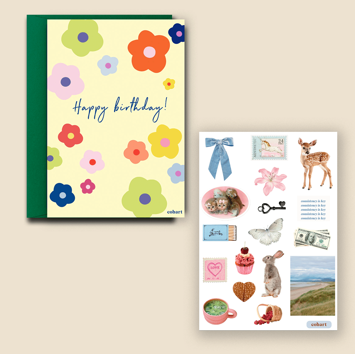 Набір стікер та листівка «Blush»