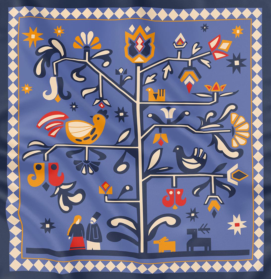 Хустка «Дерево життя» блакитна