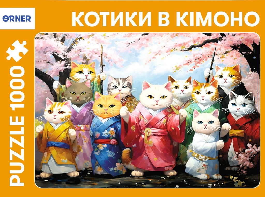 Обкладника "Пазл «Котики в кімоно»" Обкладинка "Пазл «Котики в кімоно»"