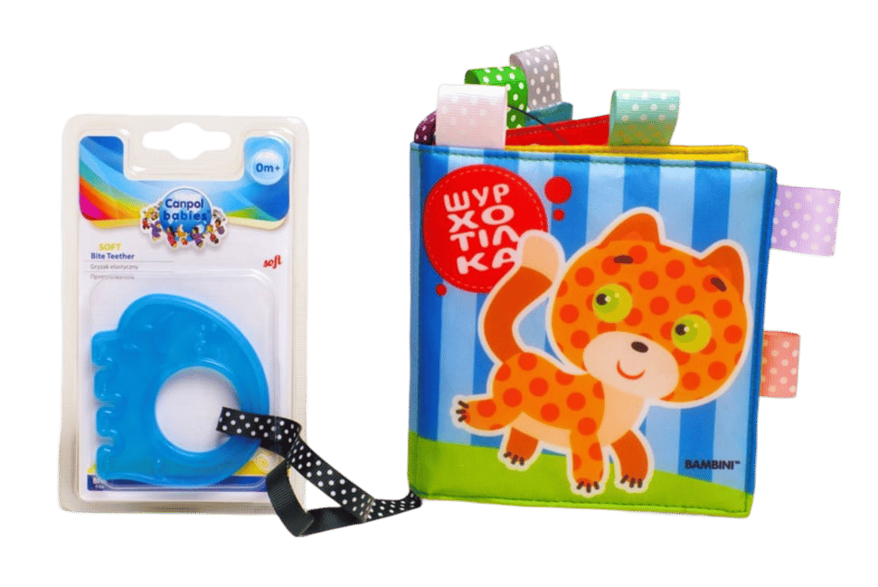 Обкладника "Мʼяка книжка з брязкальцем «Котик»" Обкладинка "Мʼяка книжка з брязкальцем «Котик»"