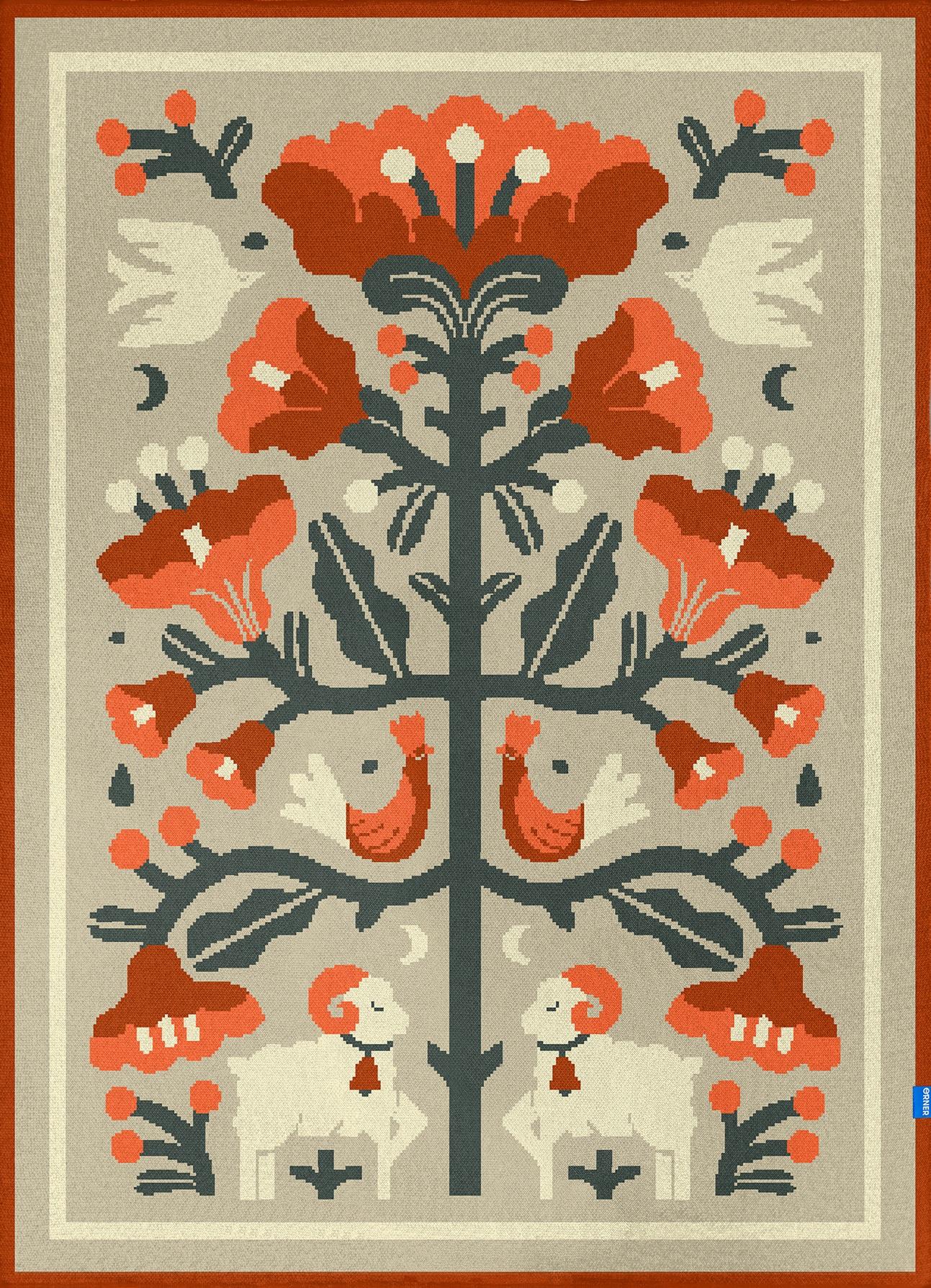 Плед «Вічне дерево життя» світлий