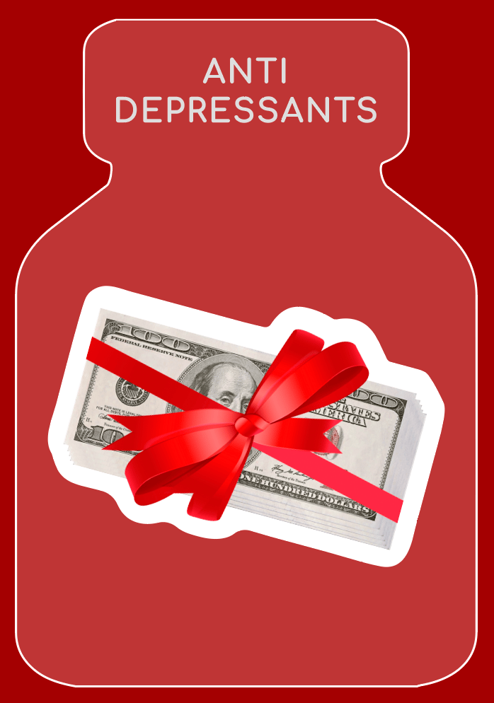Обʼємний стікер-листівка «Antidetressant»