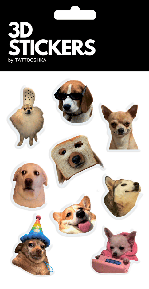 Обкладника "3D стікери «Собаки меми сет 2»" Обкладинка "3D стікери «Собаки меми сет 2»"
