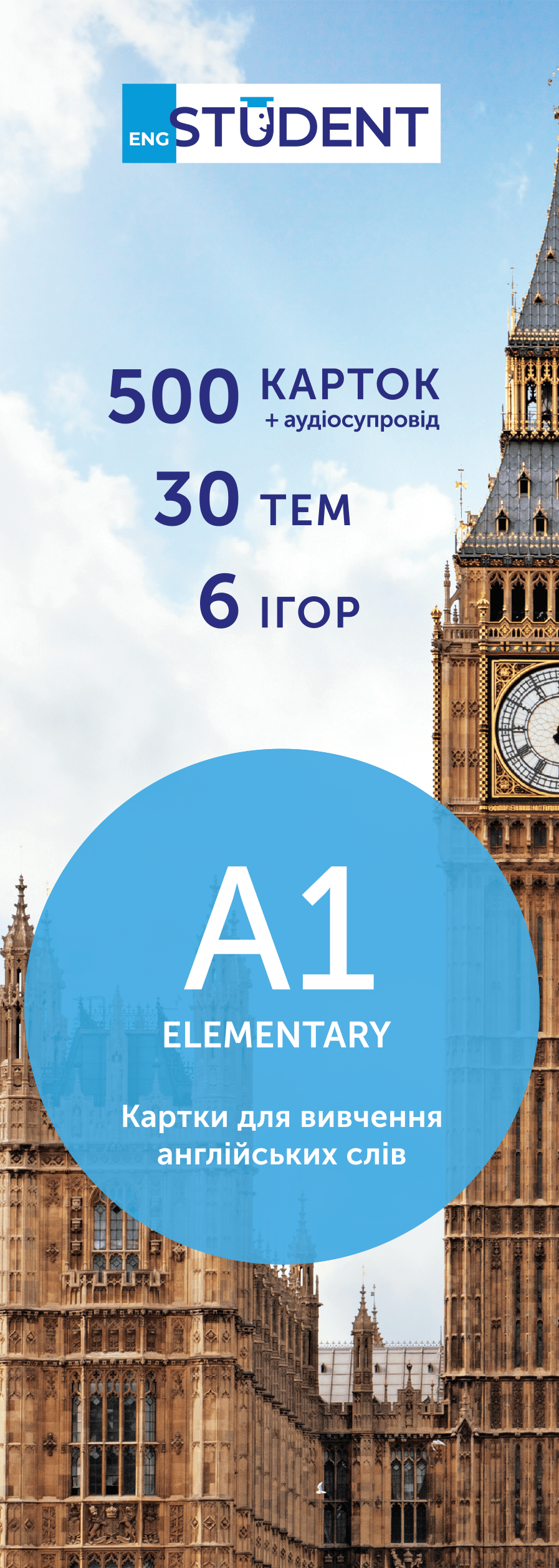 Обкладника "Картки для вивчення англійської - рівень A1 - Elementary" Обкладинка "Картки для вивчення англійської - рівень A1 - Elementary"