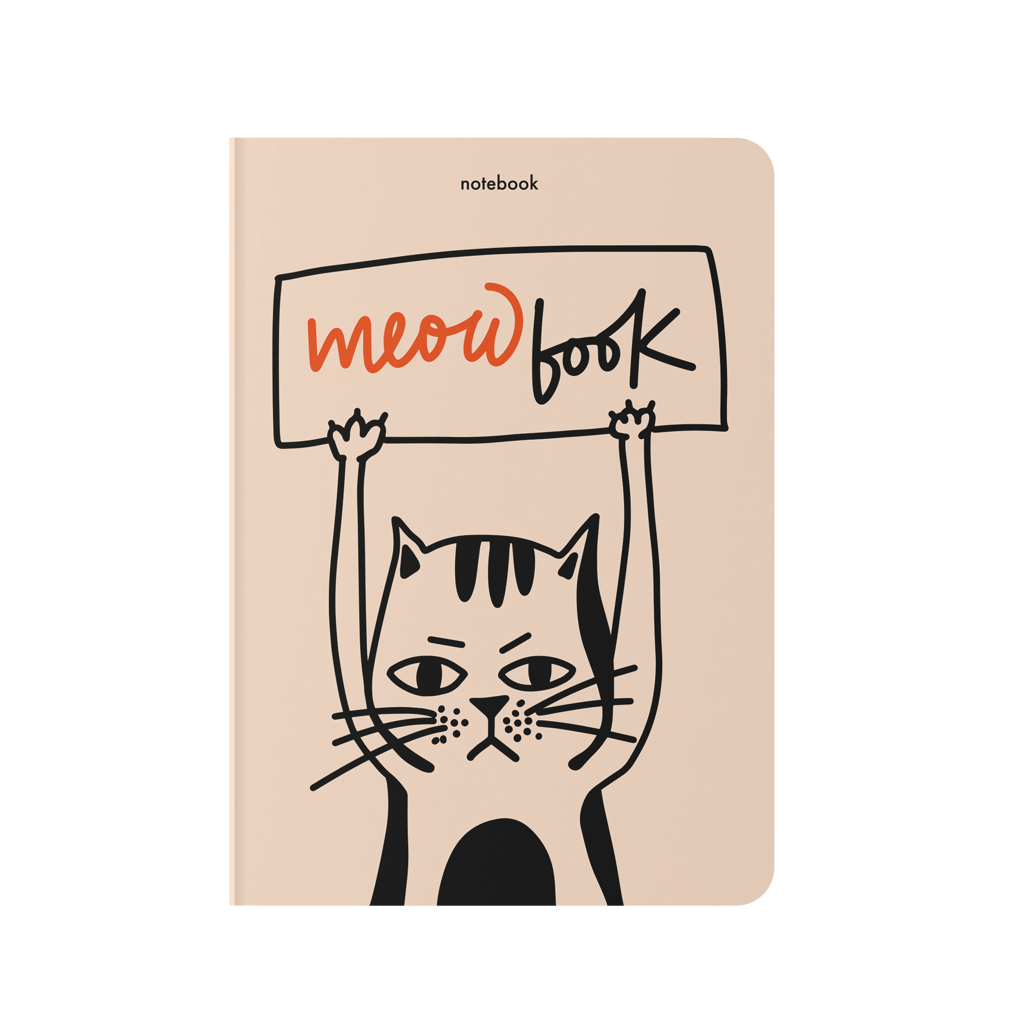 Обкладника "Блокнот в крапку «Мяв» бежевий" Обкладинка "Блокнот в крапку «Мяв» бежевий"