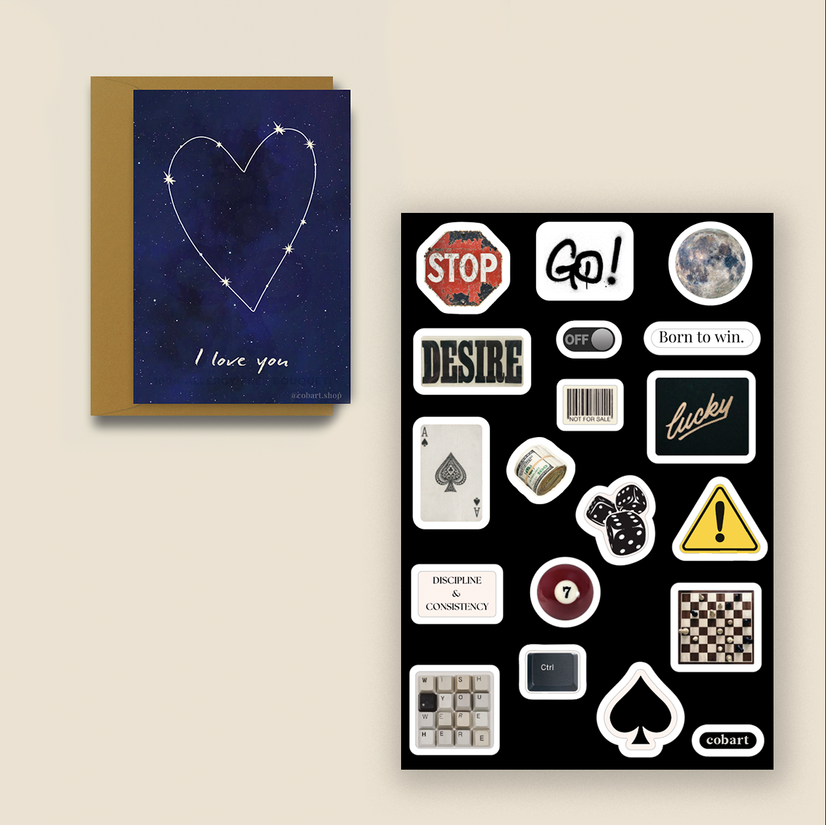 Набір стікер та листівка "Win"