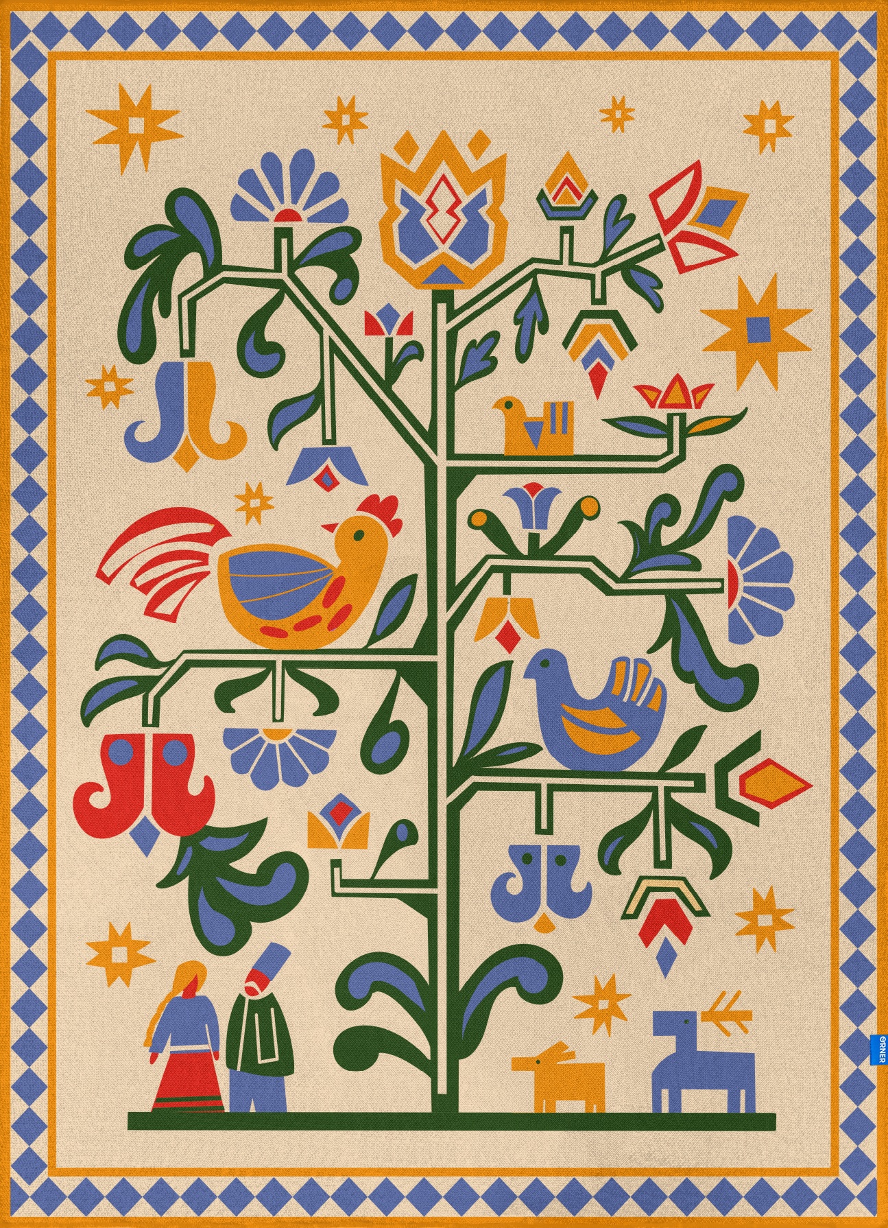 Плед "Дерево життя" бежевий