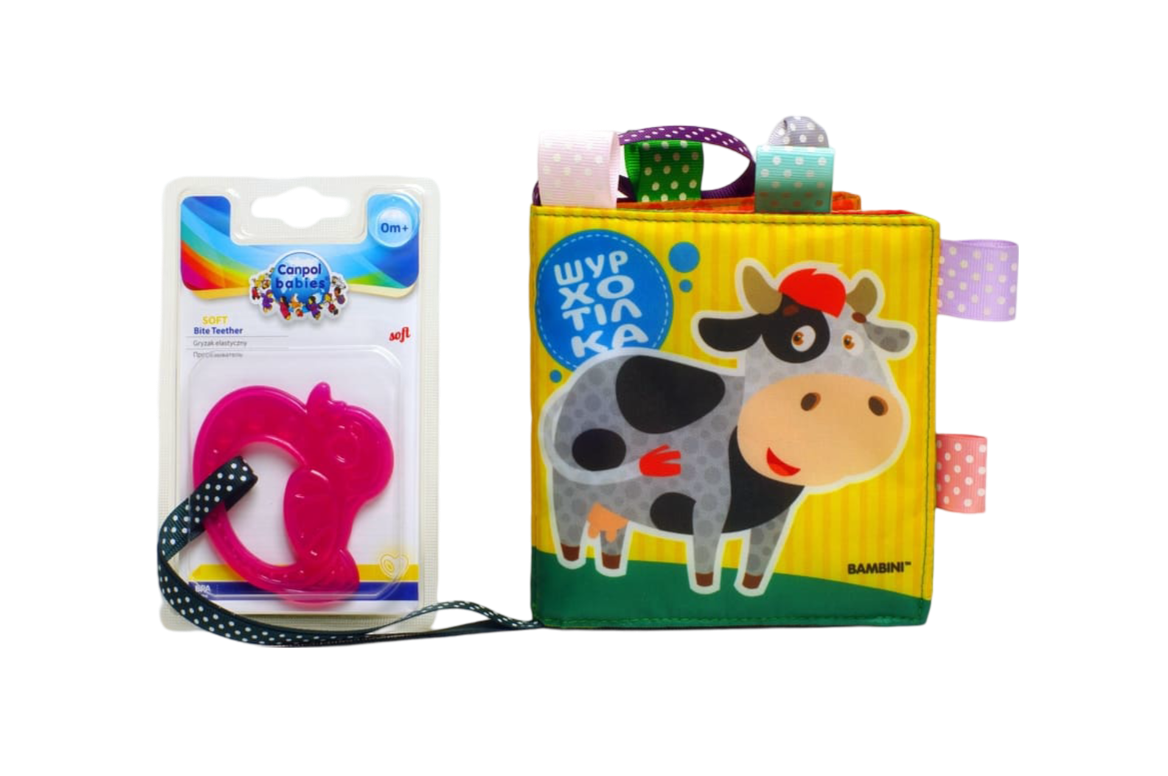 М'яка книжка з брязкальцем "Корівка"