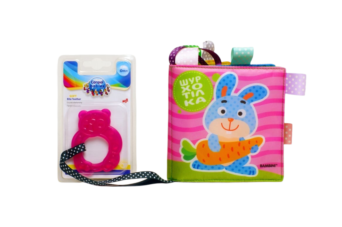 М'яка книжка з брязкальцем "Зайчик"