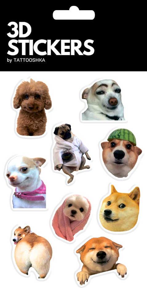 3D стікери "Собаки меми сет 1"