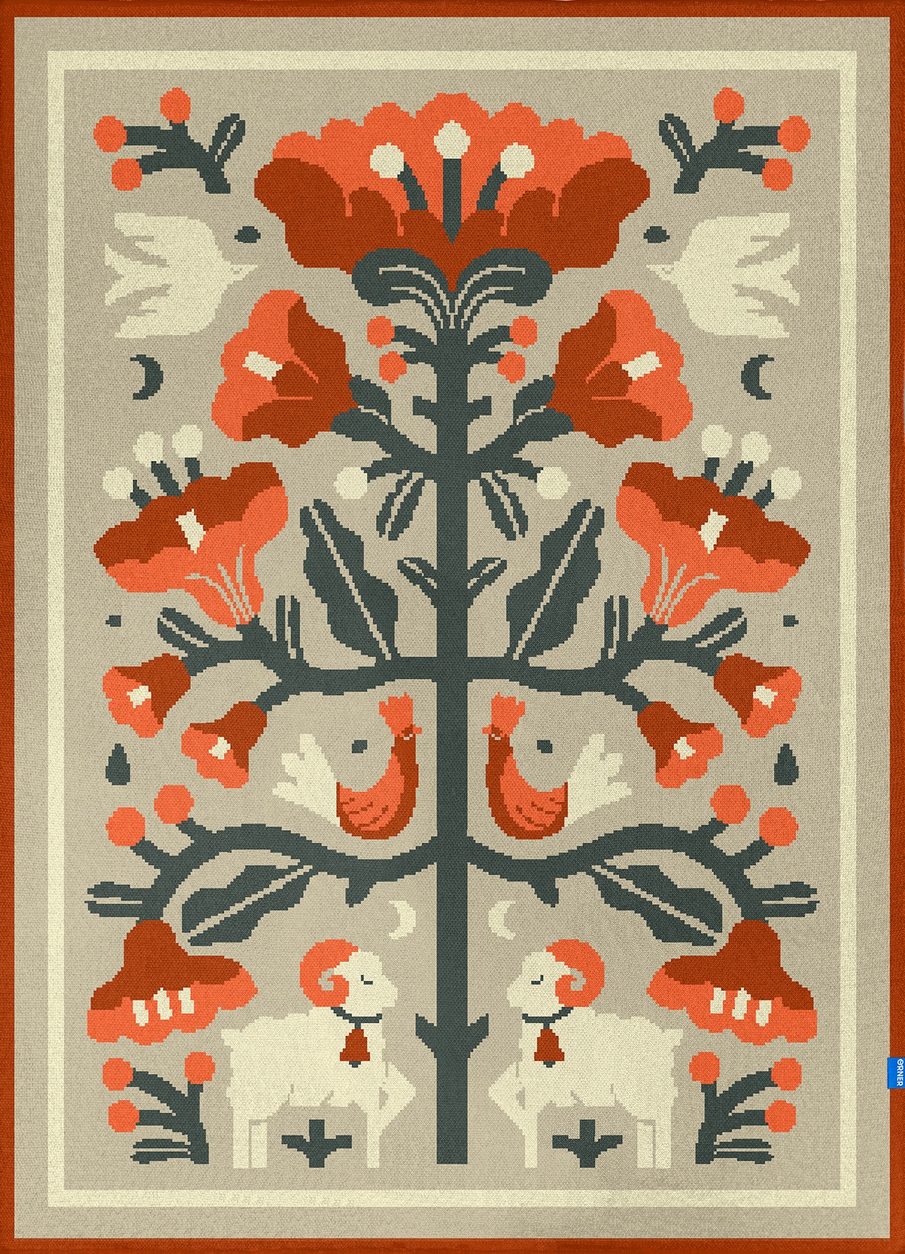 Плед "Вічне дерево життя" світлий